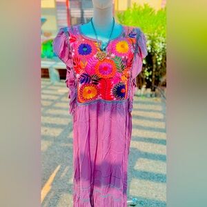 Embroidered Mexican Maxi Dress